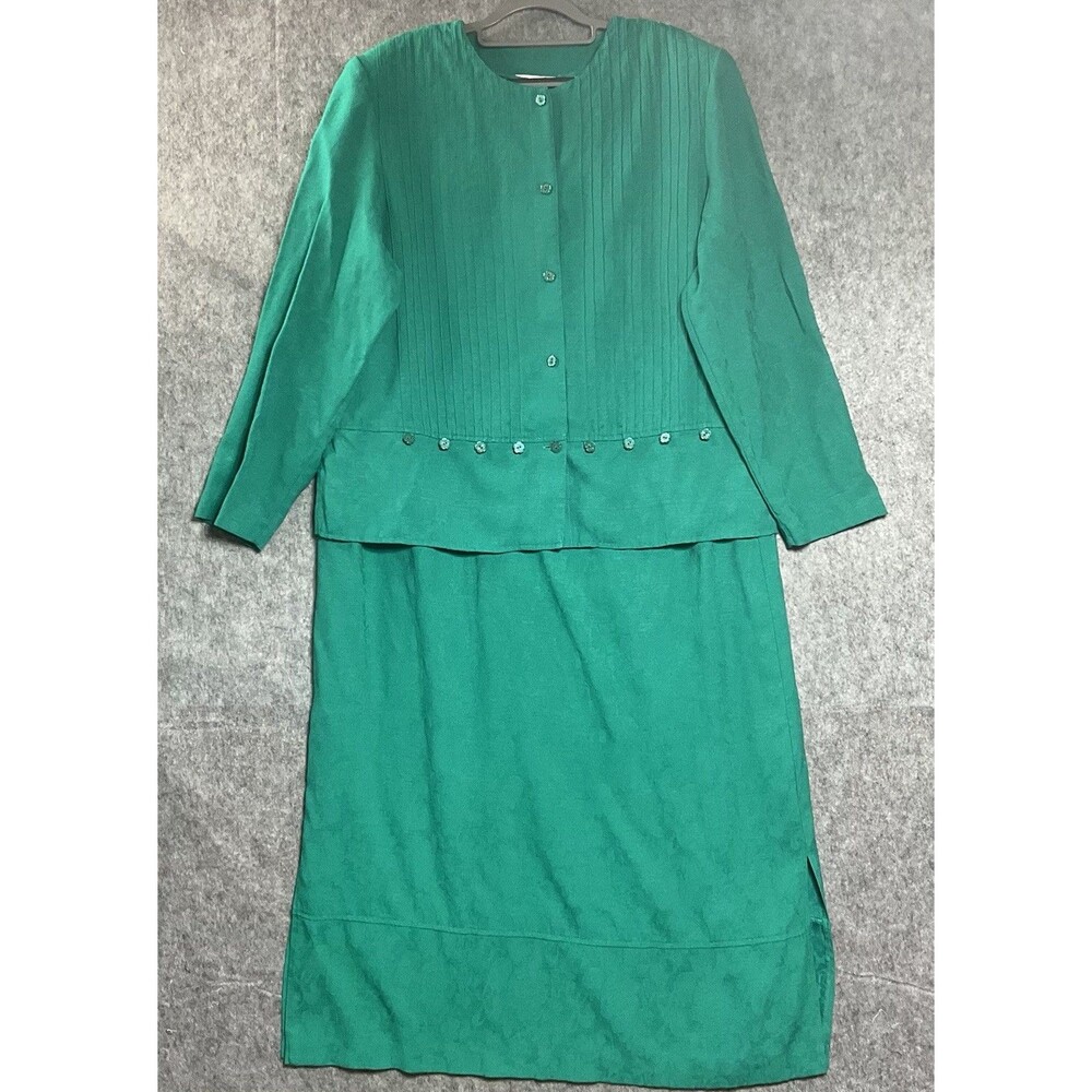 Vintage Dress Women 24W Green Maxi 2 Piece Top Dress Capsule Retro 90s Christmas